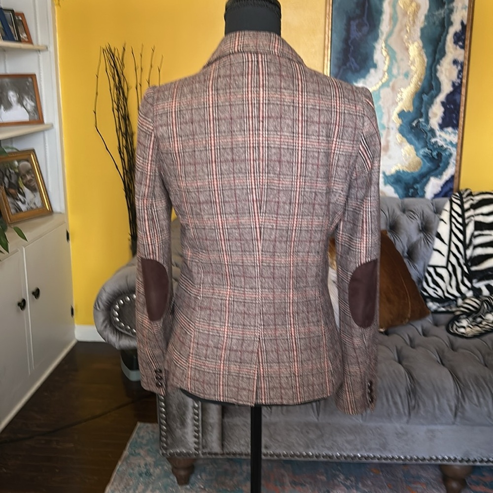 L.O.G.G. by H&M Wool blend plaid academia brown rust silky lining pockets - Picture 4 of 8